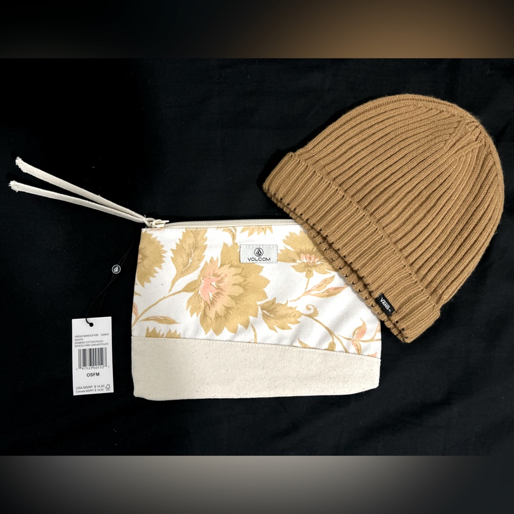 Authentic VOLCOM Beenie And clutch / bag